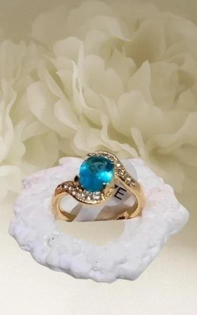 Bague Plaqué or pierre bleue taille 60 ou 19 mm – photo 2